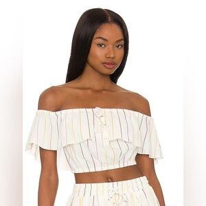 BCBGeneration cream Off Shoulder crop top women’s medium